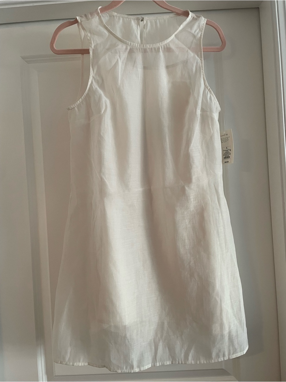 Sleeveless White Linen A-Line Dress - Lightweight Summer Staple